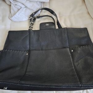 Dana Buchman Black Textured Leather Tote